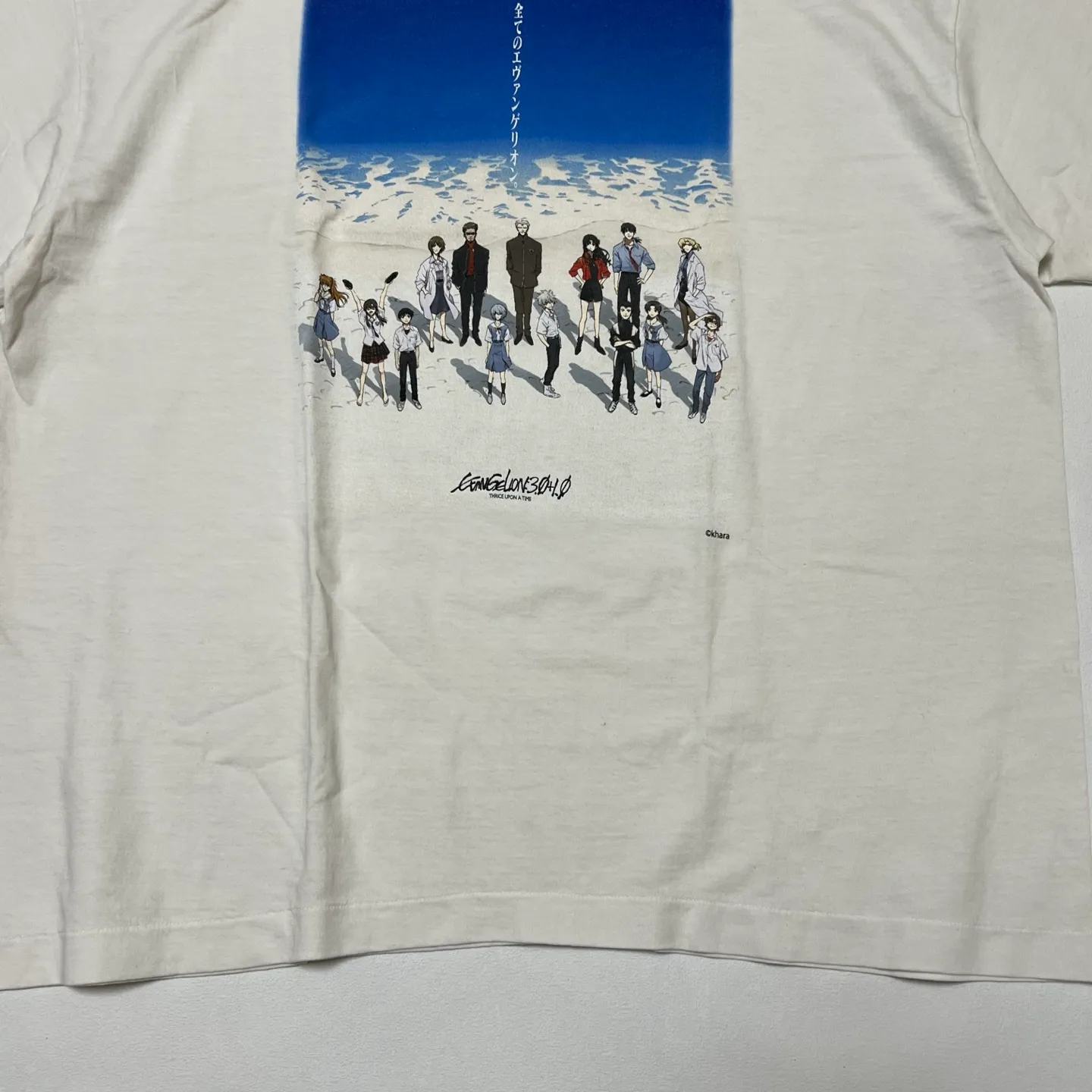 SAINT Mxxxxxx × EVENGELION × GEEKS RULE EV_SS TEE/BLUE/WHT Three-party co-branded Neon Genesis Evangelion co-branded TEE off-white S-XL Made of original OE yarn tube weaving without side seams to distinguish the width of the fabric Original consistent co-branded label/co-branded wash mark/little angel anti-counterfeiting label Top-notch printing technology Repeated pattern making, closely following the original details